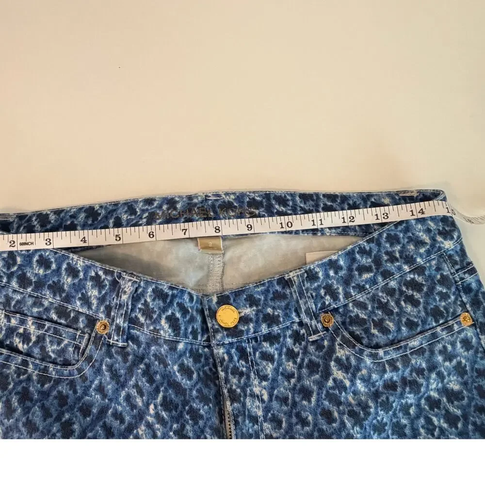 Michael Khors Pattern Denim BlueJeans Skinny Sz 2 #Retro Glam #Chic